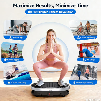 Vibration Plate Exercise Machine, 9 Modes & 120 Speeds, Body Shake Plate with Resistance Bands Slot & Remote Control, Shake Board for Weight Loss Fat Burner Home Fitness Workout
